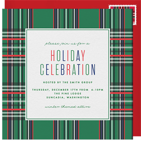 'Modern Plaid' Business Holiday Party Invitation