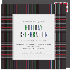 'Modern Plaid' Business Holiday Party Invitation