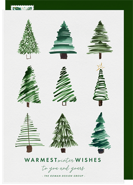 'Pine Tree Grid' Business Holiday Greetings Card