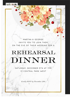 'Blooming Plate' Rehearsal Dinner Invitation