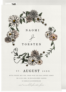 'Romantic Floral Wreath' Wedding Invitation