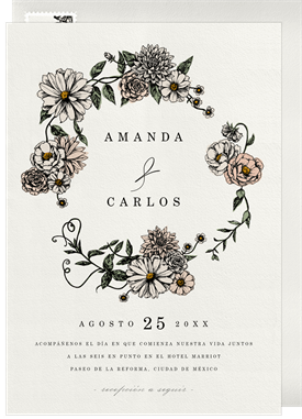 'Romantic Floral Wreath' Wedding Invitation