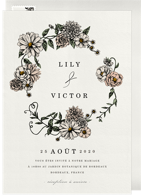 'Romantic Floral Wreath' Wedding Invitation