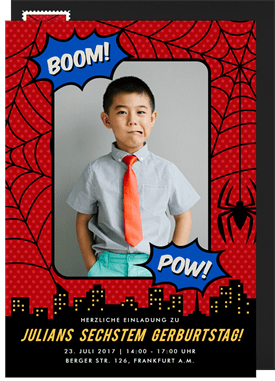 'Spider Hero' Kids Birthday Invitation