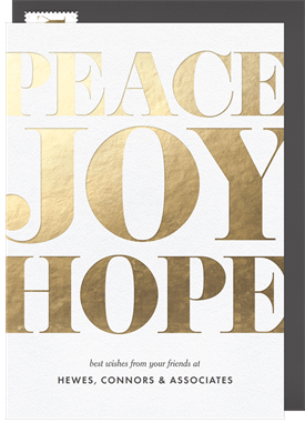 'Peace Joy Hope' Business Holiday Greetings Card