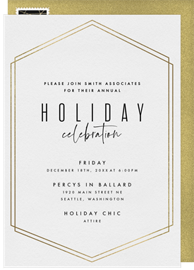 'Simple Hexagon Border' Business Holiday Party Invitation