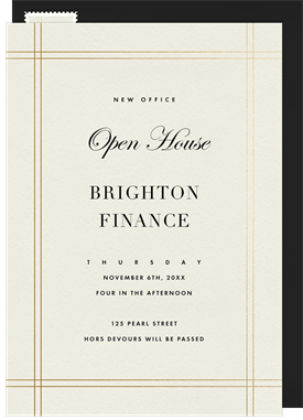 'Formal Pinstripe Frame' Open House Invitation