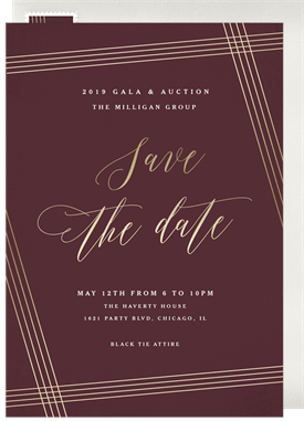 'Asymmetrical Pinstripe Frame' Business Save the Date