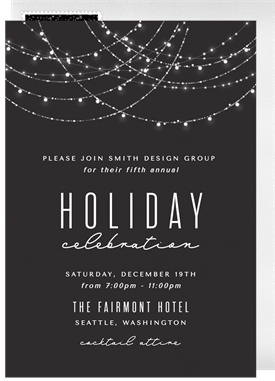 'Sparkling String Lights' Business Holiday Party Invitation