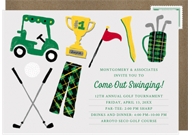 'Come Out Swinging' Golf Invitation