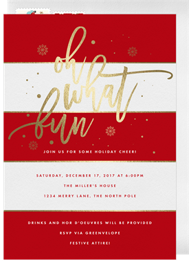 'Modern Holiday Stripes' Christmas Party Invitation