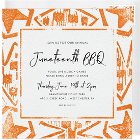 'Block Print' Juneteenth Invitation