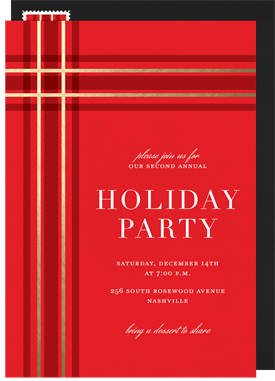 'Perfect Plaid' Holiday Party Invitation