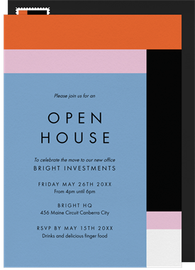 'Modern Colorblock' Open House Invitation