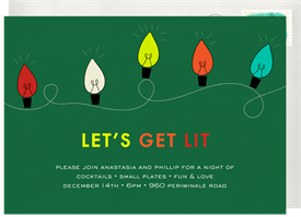 'Let's Get Lit' Christmas Party Invitation