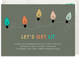 'Let's Get Lit' Christmas Party Invitation