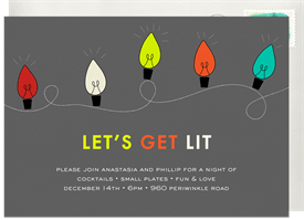 'Let's Get Lit' Christmas Party Invitation