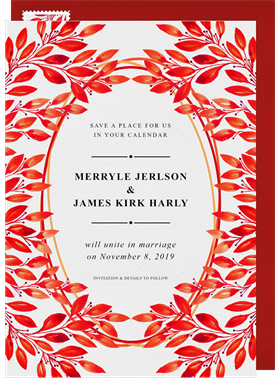 'Brilliant Leaves' Wedding Save the Date
