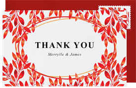'Brilliant Leaves' Wedding Thank You Note