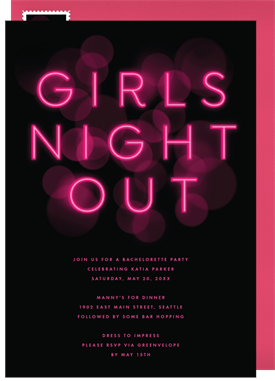 'Girls Night Out' Bachelorette Party Invitation