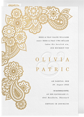 'Cascading Paisley' Wedding Invitation