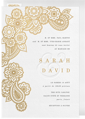 'Cascading Paisley' Wedding Invitation
