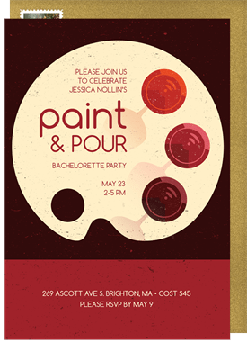 'Paint & Pour' Bachelorette Party Invitation