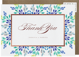 'Leafy Border' Wedding Thank You Note