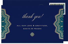 'Exquisite Peacock' Wedding Thank You Note