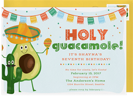 'Holy Guacamole!' Kids Birthday Invitation
