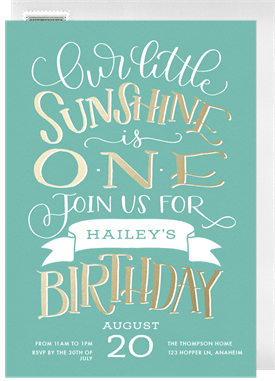 'Our Little Sunshine' Kids Birthday Invitation