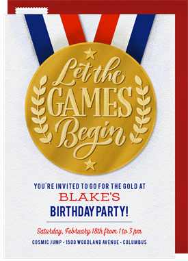 'Let The Games Begin' Kids Birthday Invitation