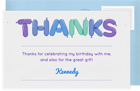'Party Balloons' Kids Birthday Thank You Note