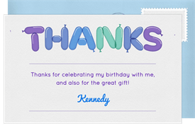 'Party Balloons' Kids Birthday Thank You Note