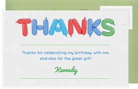 'Party Balloons' Kids Birthday Thank You Note