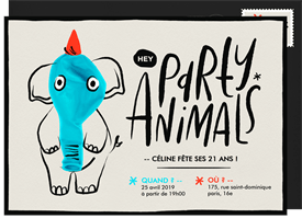 'Hey Party Animals' Adult Birthday Invitation