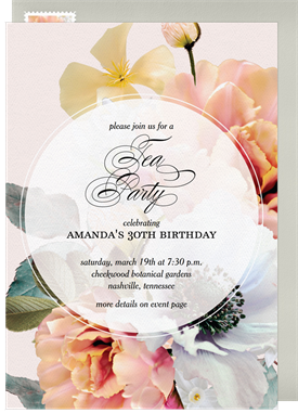 'Soft Floral Bouquet' Tea Party Invitation