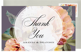 'Soft Floral Bouquet' Wedding Thank You Note
