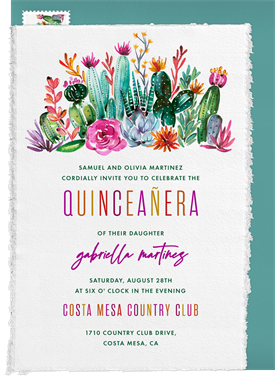 'Cactus Blossoms' Quinceañera Invitation