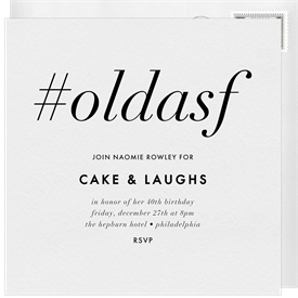 'Hashtag Old' Adult Birthday Invitation