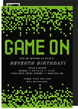 'Game On' Kids Birthday Invitation