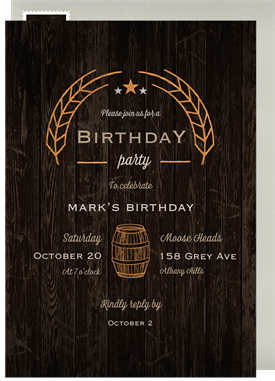 'Barrel Aged' Adult Birthday Invitation