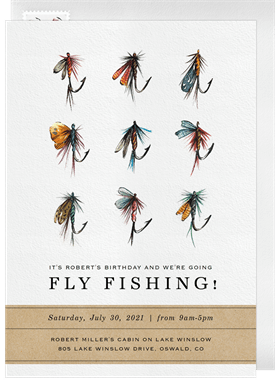 'Fly Fishing Grid' Adult Birthday Invitation