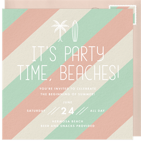'Party Time, Beaches!' Summer Party Invitation