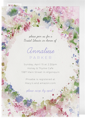 'Modern Watercolor Wreath' Bridal Shower Invitation