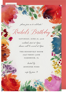 'Bold Bouquet' Adult Birthday Invitation