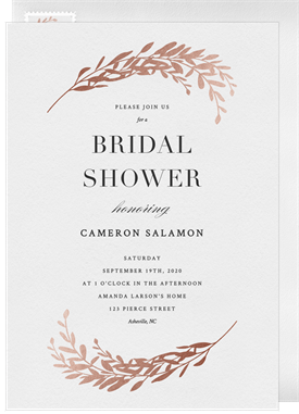 'Classic Foil Laurels' Bridal Shower Invitation
