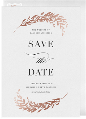 'Classic Foil Laurels' Wedding Save the Date