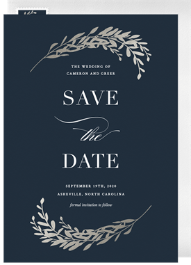 'Classic Foil Laurels' Wedding Save the Date