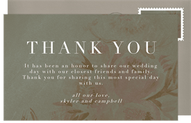 'Antique Florals' Wedding Thank You Note